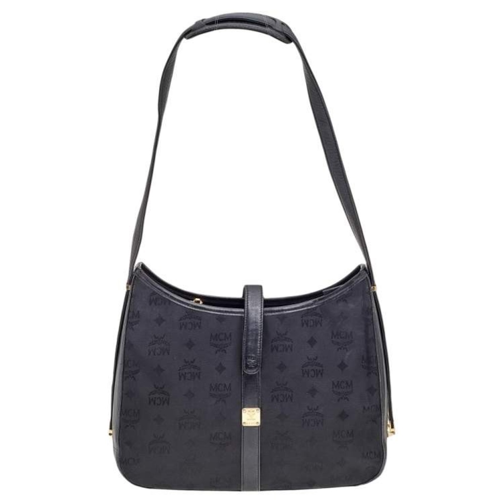 Vintage MCM Black Visetos Nylon and Leather Hobo